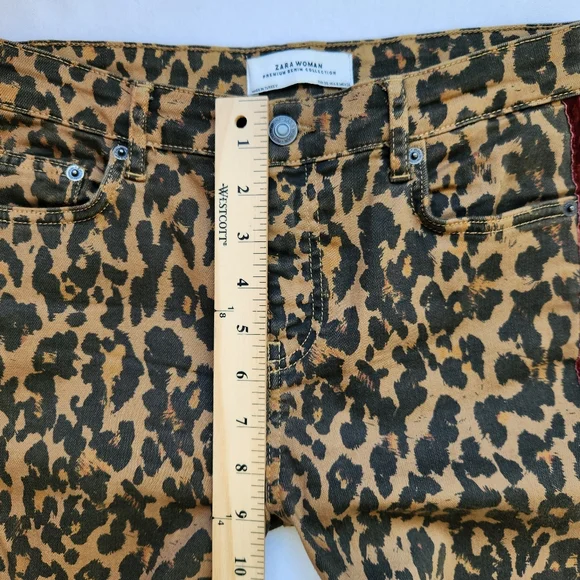 Leopard Print Velvet Trim Stretch Skinny Jeans Leggings Animal Edgy Mobwife 4 - Picture 13 of 15